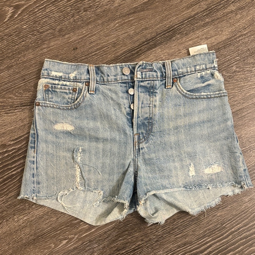 Levi's Light Blue Distressed Jean Shorts